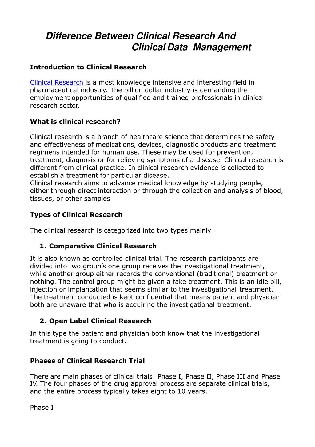 difference between clinical research and clinical