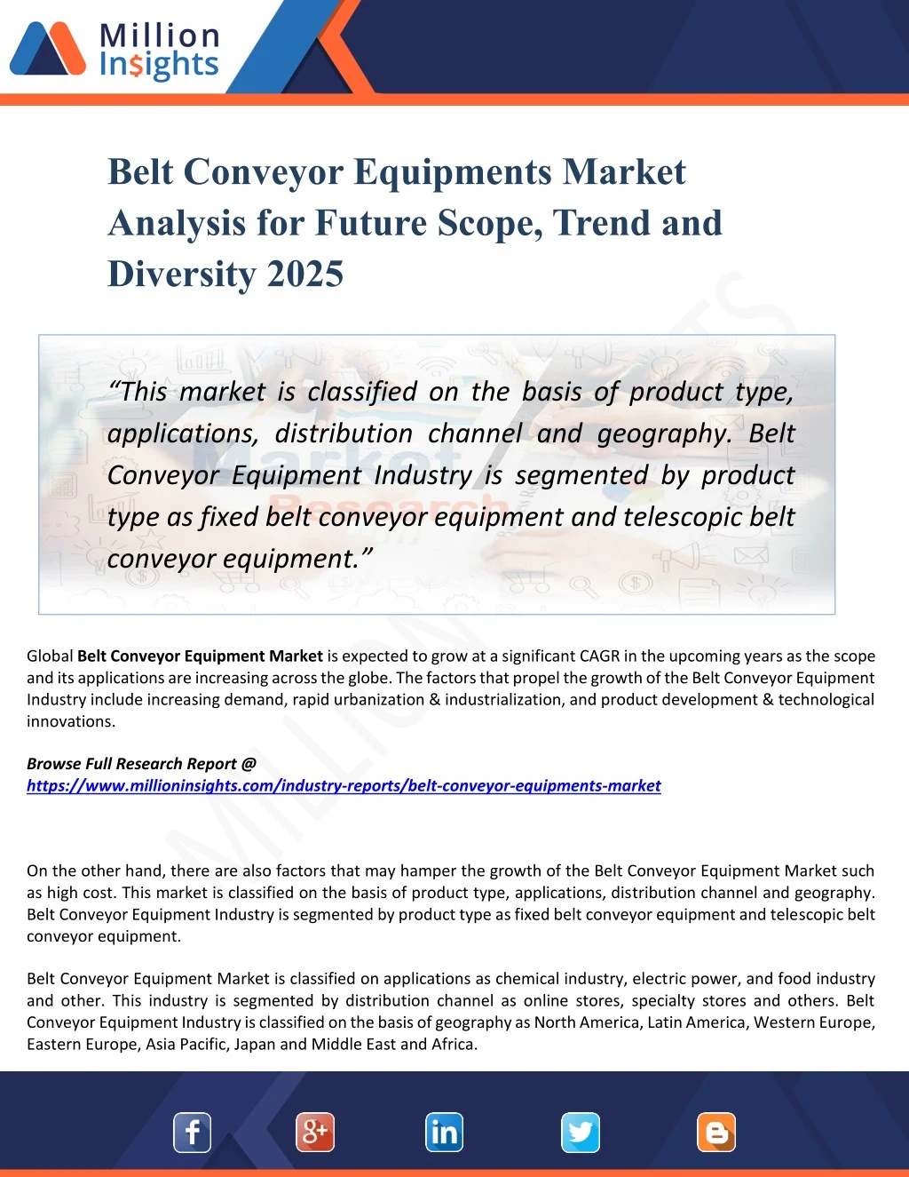 belt conveyor equipments market analysis