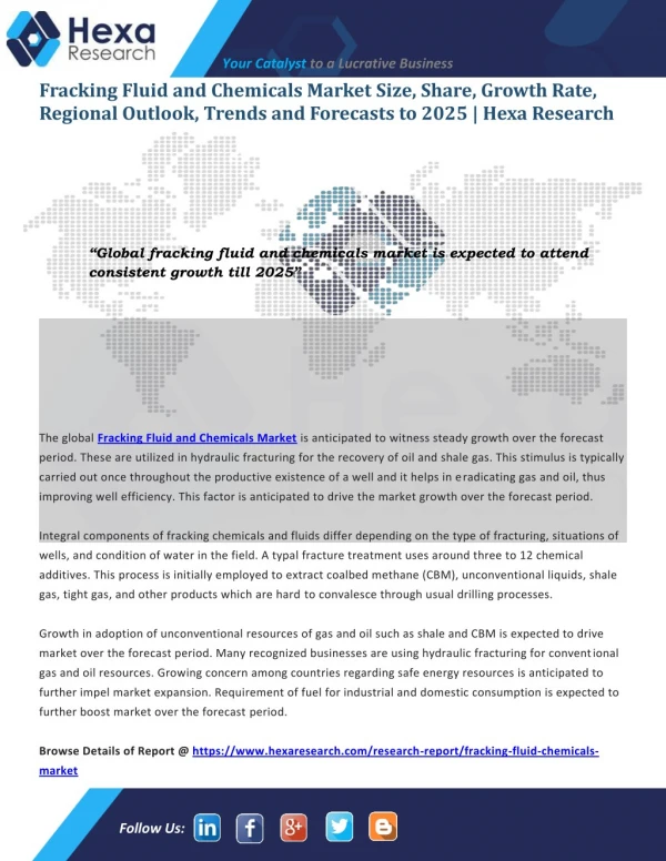 Fracking Fluid And Chemicals Market Analysis, Size, Share and Regional Outlook Report