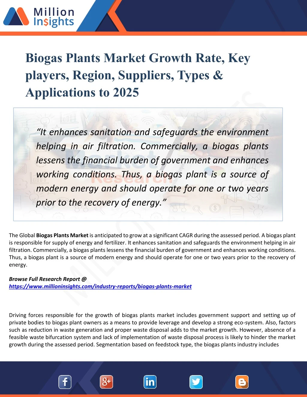 biogas plants market growth rate key players