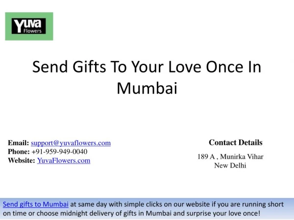 Send Gifts To Your Love Once In Mumbai