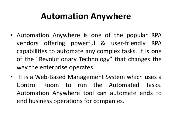 Automation Anywhere Training in Chennai