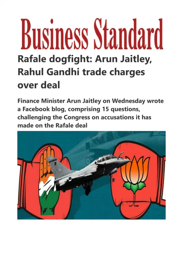 Rafale dogfight: Arun Jaitley, Rahul Gandhi trade charges over deal