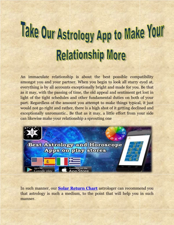 Take Our Astrology App to Make Your Relationship More Romantic and Strong