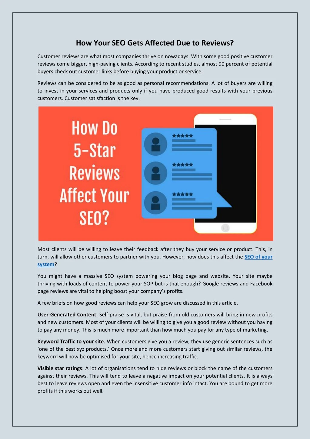 how your seo gets affected due to reviews