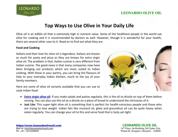 Top Ways to Use Olive in Your Daily Life