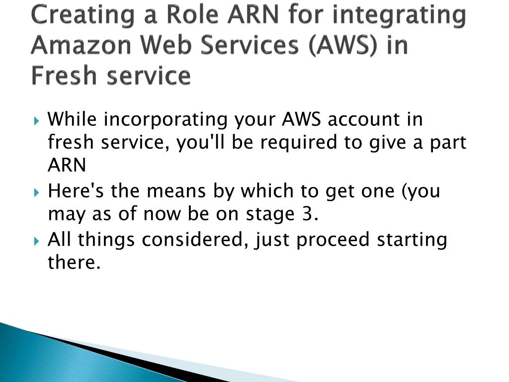 creating a role arn for integrating amazon web services aws in fresh service