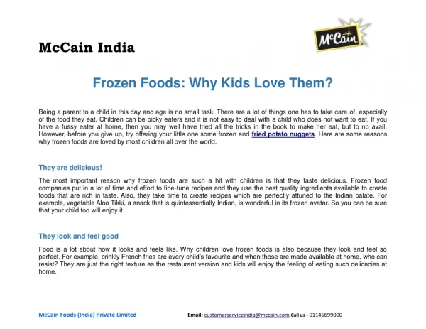 Frozen Foods: Why Kids Love Them?