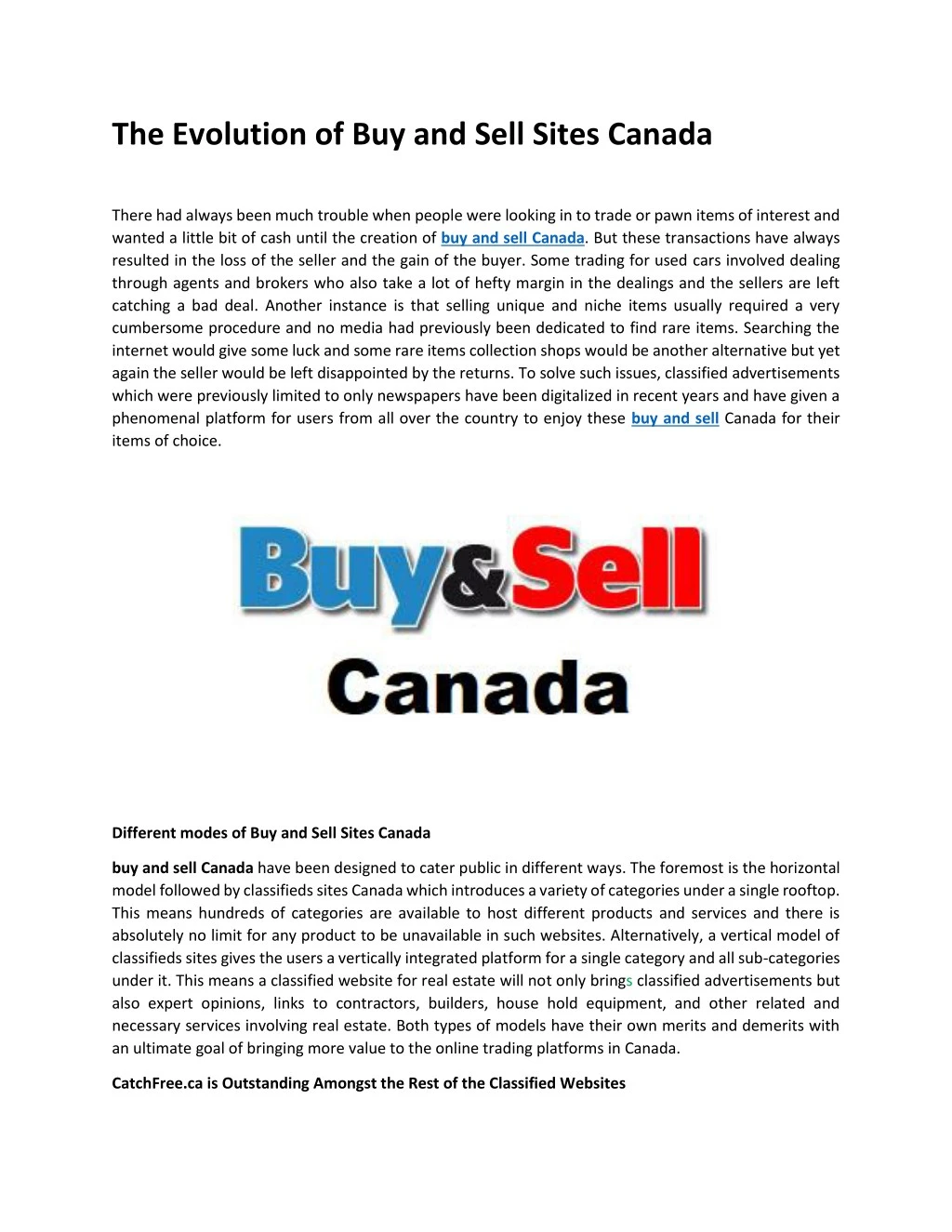 the evolution of buy and sell sites canada