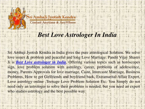 Best Love Astrologer in India | Famous Love Astrologer in India