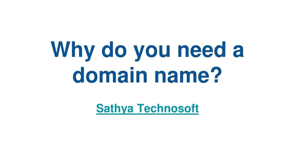 why do you need a domain name