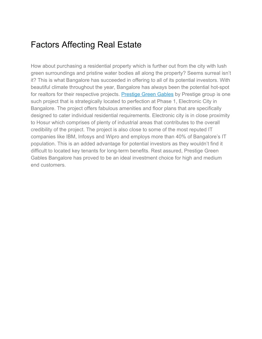 factors affecting real estate