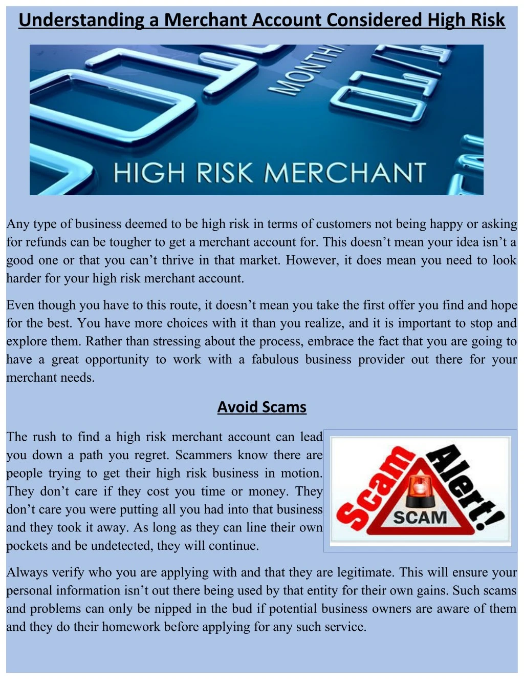 understanding a merchant account considered high