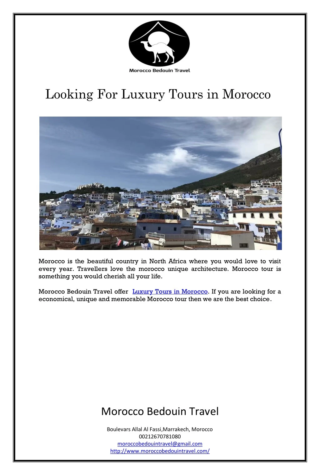 looking for luxury tours in morocco
