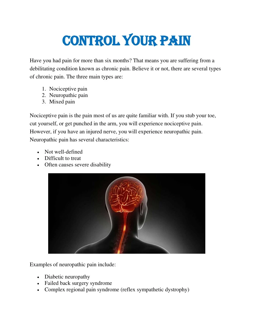 control your pain control your pain