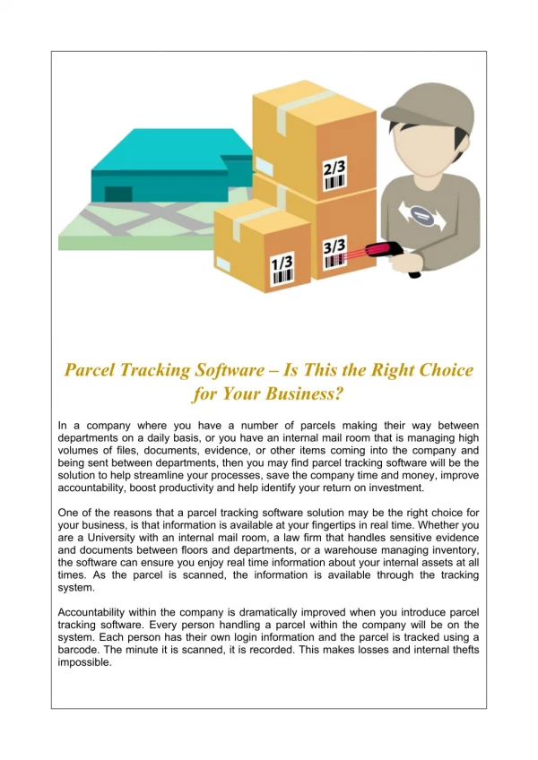 Parcel Tracking Software â€“ Is This the Right Choice for Your Business?