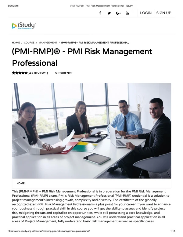 (PMI-RMP)® - PMI Risk Management Professional - istudy