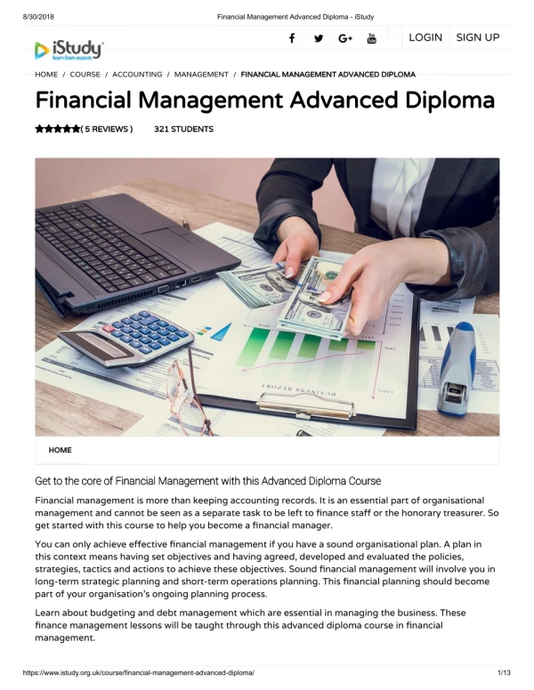 Financial Management Advanced Diploma - istudy