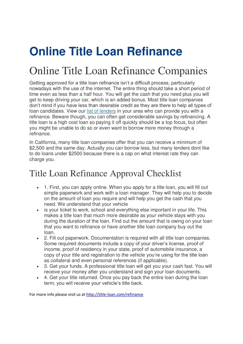 online title loan refinance