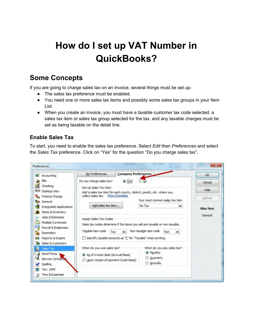 how do i set up vat number in quickbooks