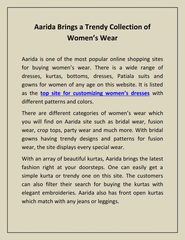 Best Place to Customise Womenâ€™s Wear