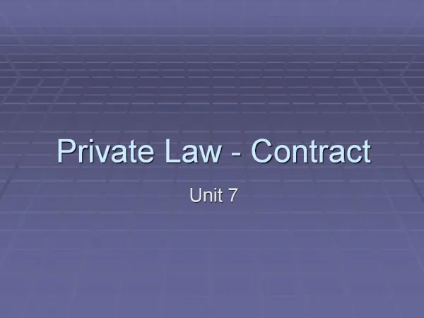 Private Law - Contract