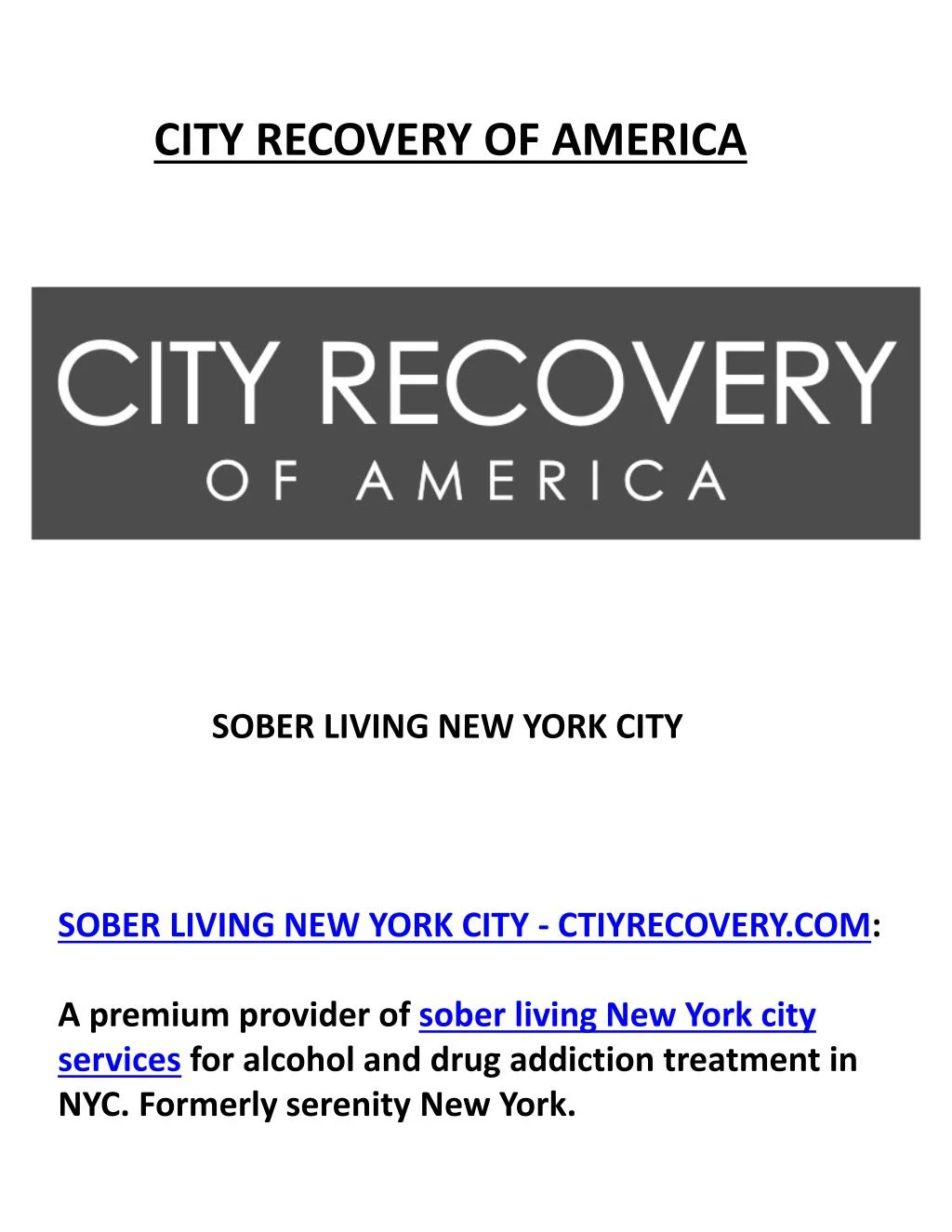 city recovery of america