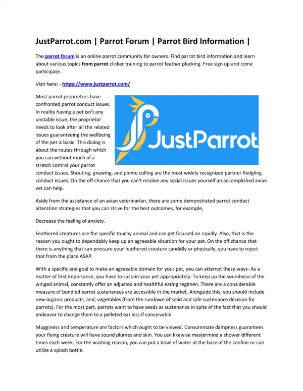JustParrot.com | Parrot Forum | Parrot Bird Information |