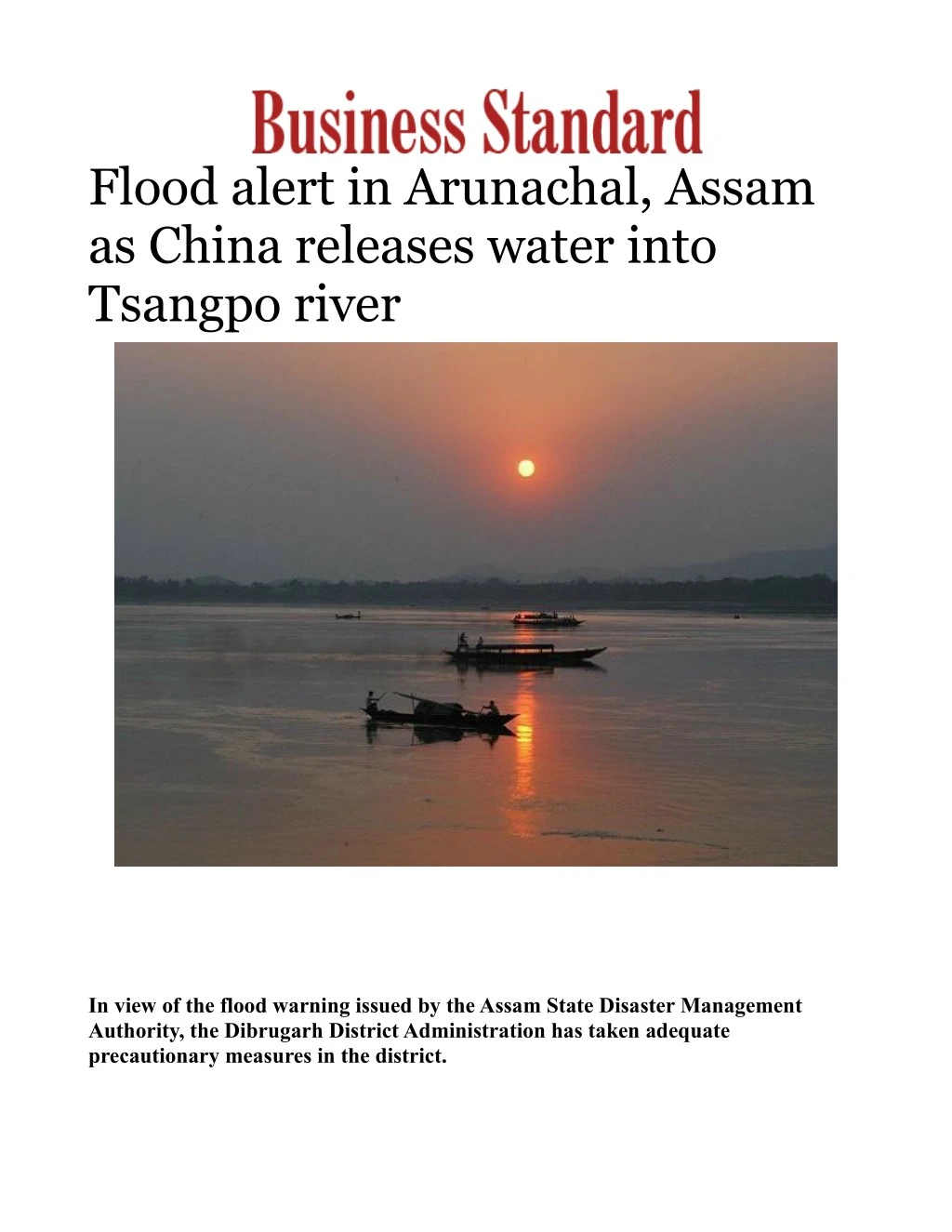 flood alert in arunachal assam as china releases