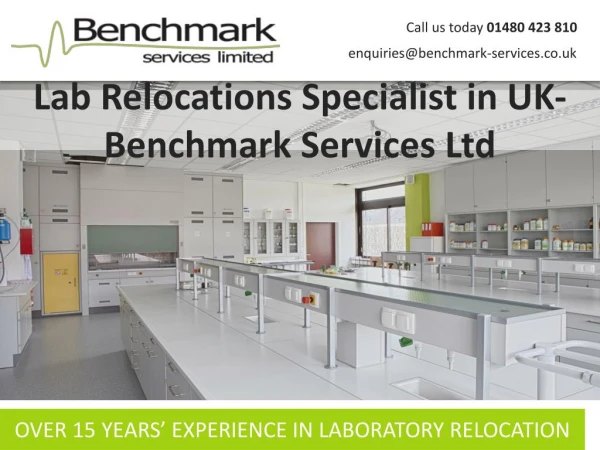 Lab Relocations Specialist in UK- Benchmark Services Ltd