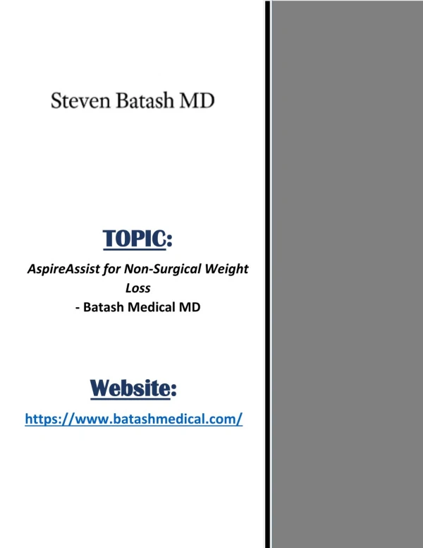 AspireAssist for Non-Surgical Weight Loss