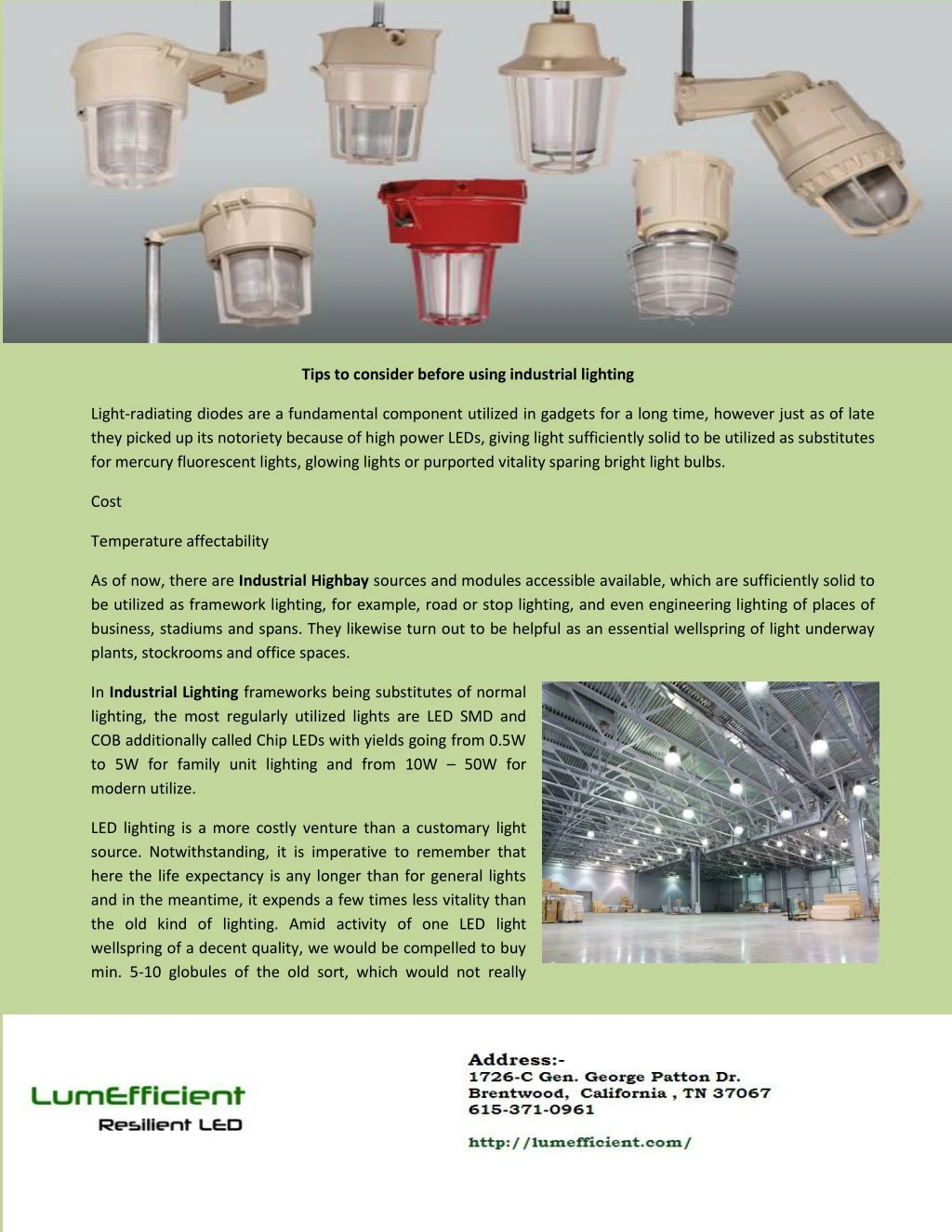 tips to consider before using industrial lighting