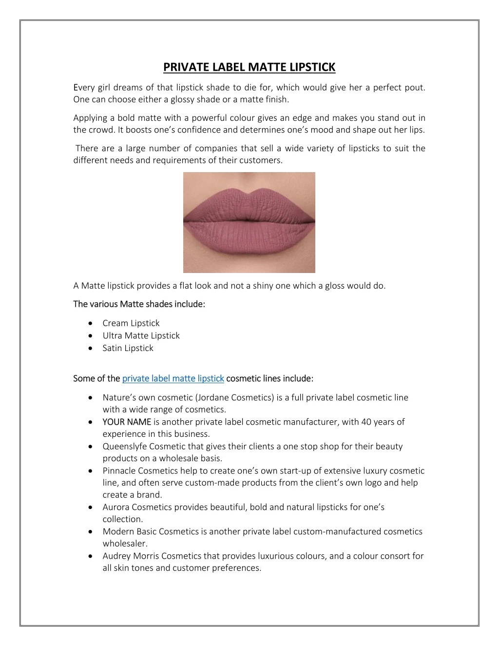 private label matte lipstick
