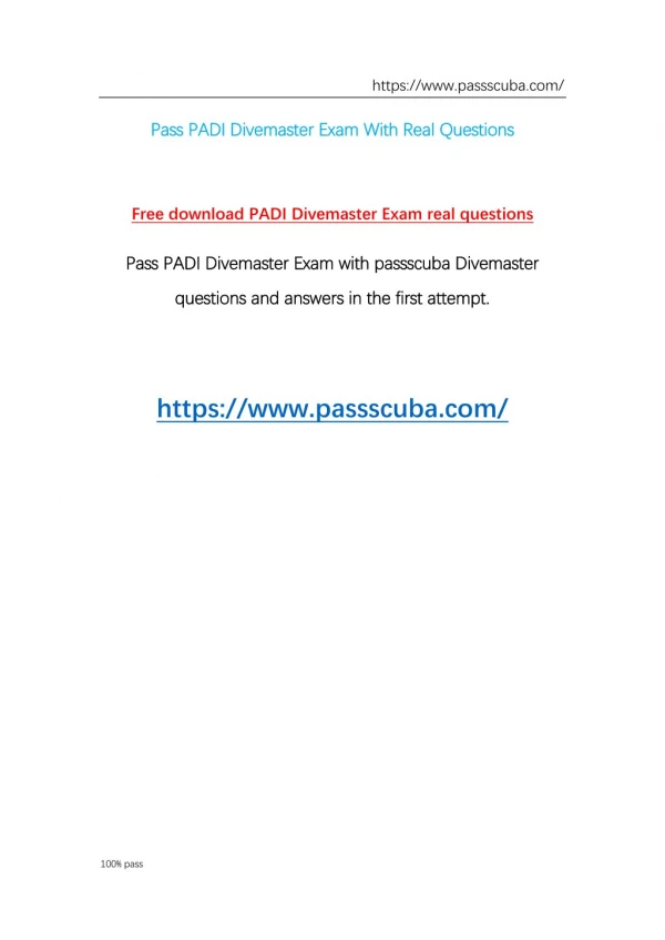 Free download PADI Divemaster Exam real questions and answers