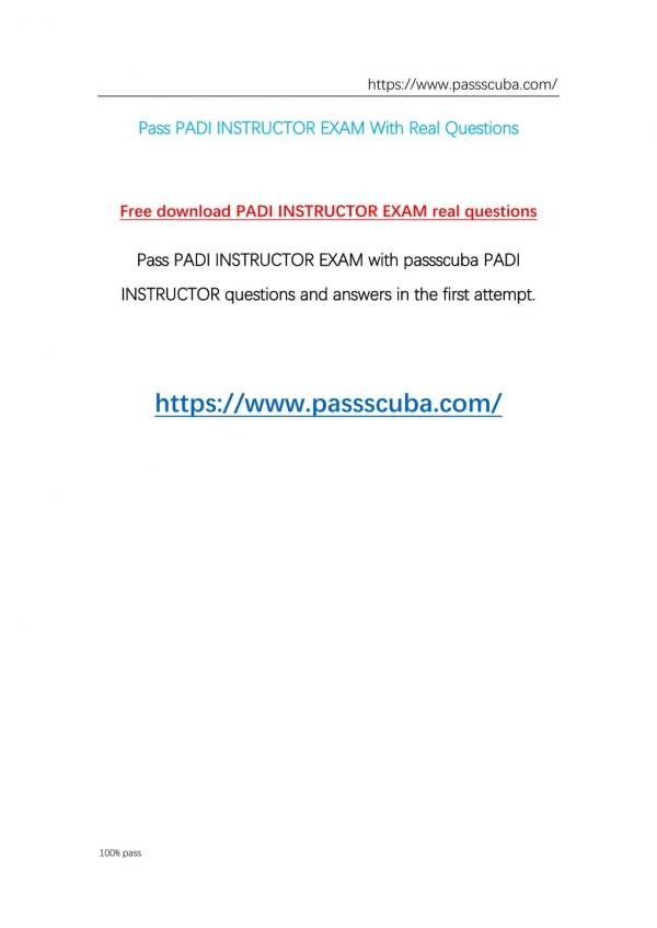 Free download Padi instructor exam real questions and answers