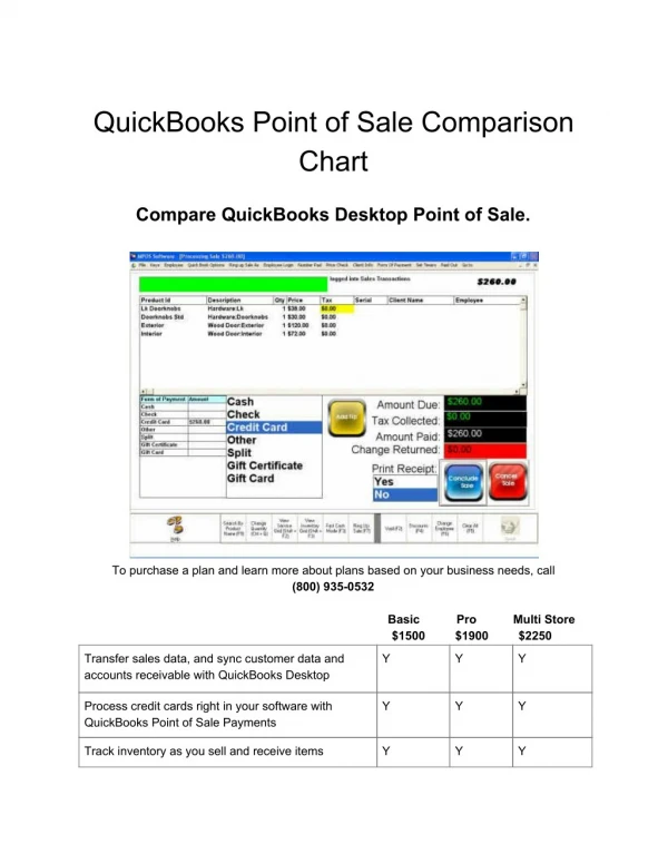 PosTechie have there Own QuickBooks Point of Sale Comparison Chart