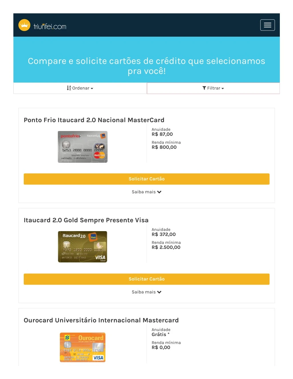 compare e solicite cart es de cr dito