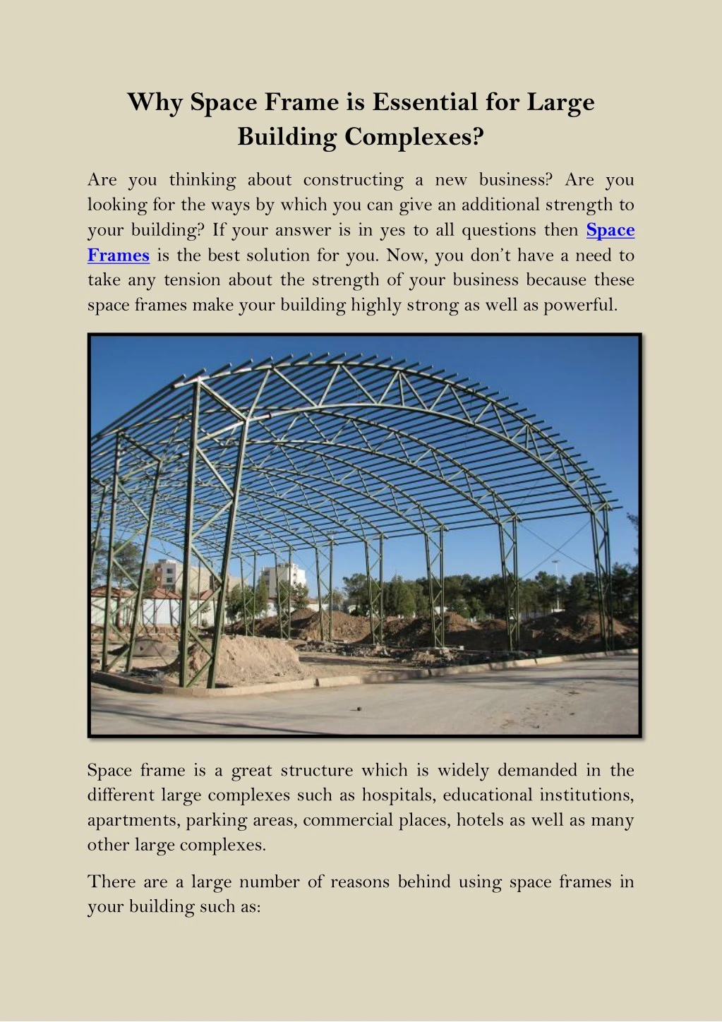 why space frame is essential for large building
