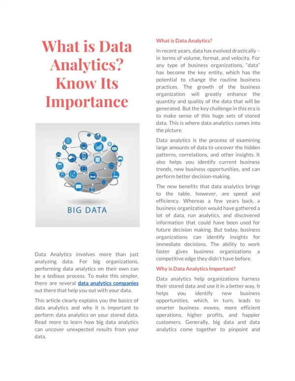 What is Data Analytics? Know Its Importance
