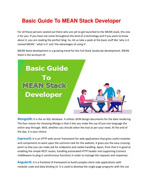 MEAN Stack Training Course in Hyderabad | Basic Guide To MEAN Stack Developer