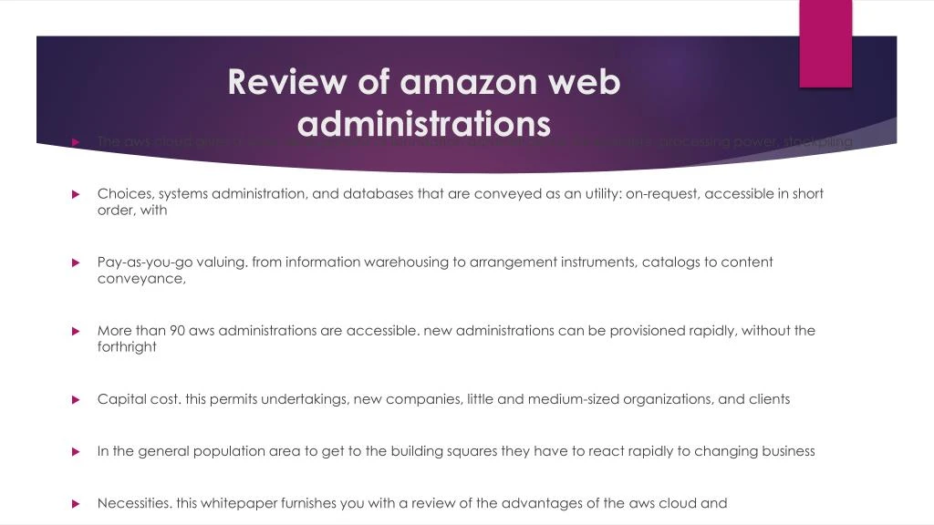r eview of amazon web administrations