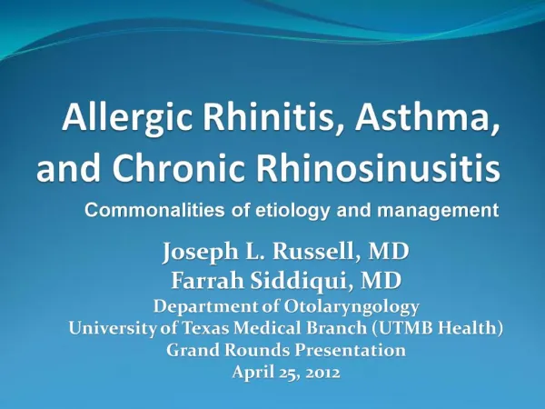 Allergic Rhinitis, Asthma, and Chronic Rhinosinusitis