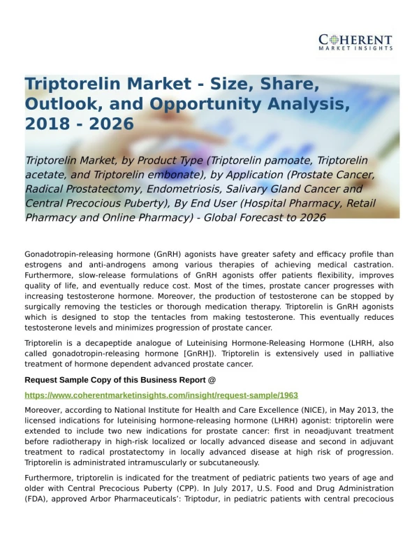 Triptorelin Market Global Forecast to 2026
