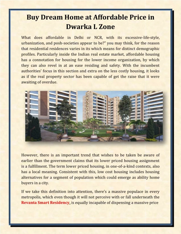 Buy Dream Home at Affordable Price in Dwarka L Zone