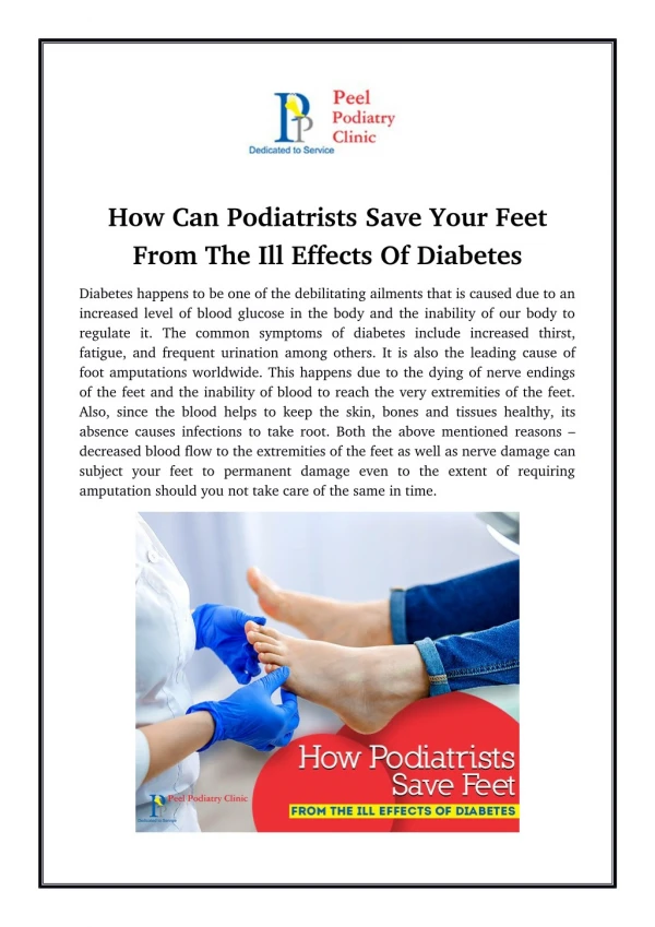How Can Podiatrists Save Your Feet from the Ill Effects of Diabetes