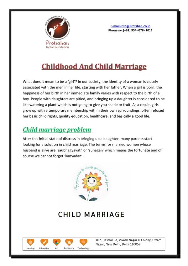 Childhood And Child Marriage