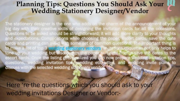 Planning Tips: Questions You Should Ask Your Wedding Stationery Designer/Vendor