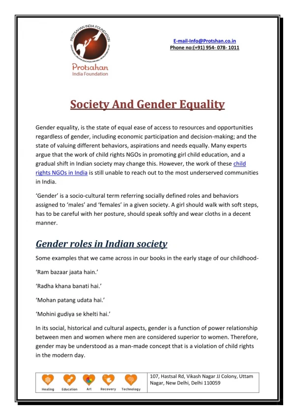 Society And Gender Equality