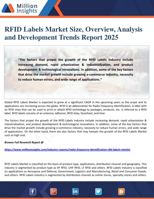 RFID Labels Market Size, Overview, Analysis and Development Trends Report 2025