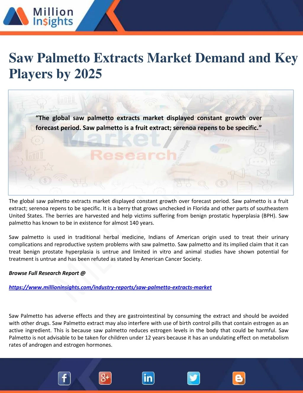 saw palmetto extracts market demand